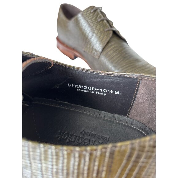 Paul Fredrick Mens US 10.5 M Italian Leather Oxford Shoes Brown Lizard Print - Picture 7 of 12